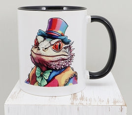 TwoAcreTees.com Cletus The Clown Bearded Dragon Black Handle Mug