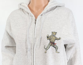 TwoAcreTees.com Clive The Karate Cheetah Ash Gray Zipper Hoodie