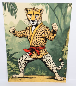 TwoAcreTees.com Clive The Karate Cheetah Textured Print