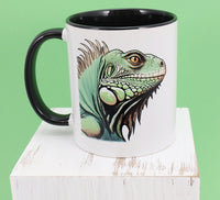 Clyde The Enormous Iguana Black Handle Mug