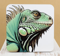 TwoAcreTees.com Clyde The Enormous Iguana Square Coaster