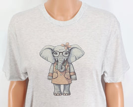 TwoAcreTees.com Delilah The Shy Elephant Light Granite T-Shirt