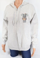 Delilah The Shy Elephant Ash Gray Zipper Hoodie