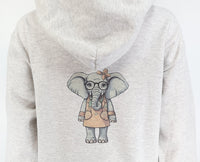 Delilah The Shy Elephant Ash Gray Zipper Hoodie