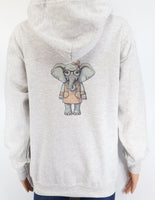 Delilah The Shy Elephant Ash Gray Zipper Hoodie