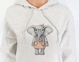 TwoAcreTees.com Delilah The Shy Elephant Ash Gray Pullover Hoodie