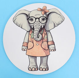 TwoAcreTees.com Delilah The Shy Elephant Round Mouse Pad