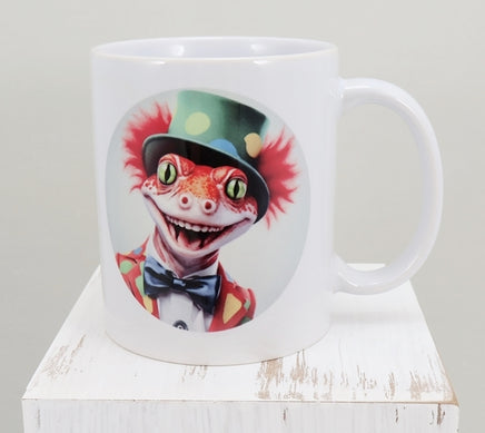 TwoAcreTees.com Desmond The Clown Gecko White Mug