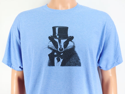 TwoAcreTees.com Edgar The Fancy Badger River Blue T-Shirt