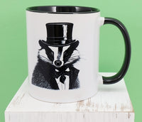 TwoAcreTees.com Edgar The Fancy Badger Black Handle Mug