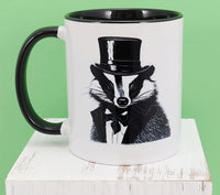 Edgar The Fancy Badger Black Handle Mug