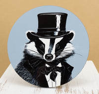 TwoAcreTees.com Edgar The Fancy Badger Round Coaster