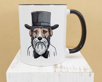 TwoAcreTees.com Elmer The Amish Dog Black Handle Mug