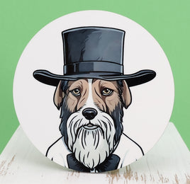 TwoAcreTees.com Elmer The Amish Dog Round Coaster