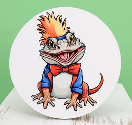 TwoAcreTees.com Elroy The Bearded Dragon Comedian Round Coaster