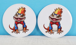 TwoAcreTees.com Elroy The Bearded Dragon Comedian Sticker Pair