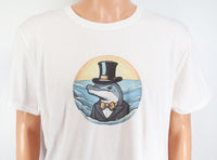 TwoAcreTees.com Englebert The Dolphin Crisp White T-Shirt