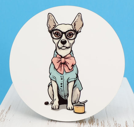 TwoAcreTees.com Eustace The Prissy Dogs Round Coaster