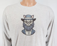 TwoAcreTees.com Ezekiel The Amish Cat Ash Gray Long Sleeve Shirt