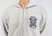 TwoAcreTees.com Ezekiel The Amish Cat Ash Gray Zipper Hoodie