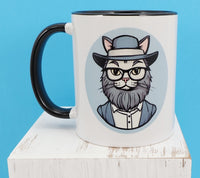 Ezekiel The Amish Cat Black Handle Mug