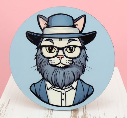 TwoAcreTees.com Ezekiel The Amish Cat Round Coaster