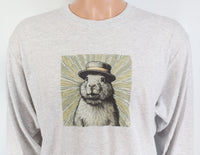 TwoAcreTees.com Felipe The Famous Groundhog Ash Gray Long Sleeve Shirt