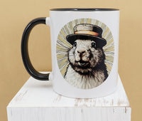 Felipe The Famous Groundhog Black Handle Mug