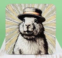 TwoAcreTees.com Felipe The Famous Groundhog Square Coaster