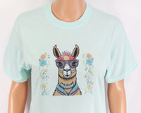 TwoAcreTees.com Francesca The No Drama Llama Ice Teal T-Shirt