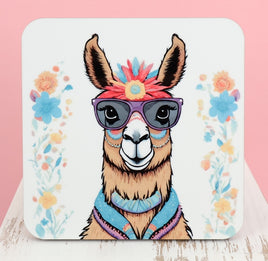 TwoAcreTees.com Francesca The No Drama Llama Square Coaster