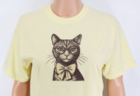 TwoAcreTees.com Francine The Brown Cat Pastel Lemon T-Shirt