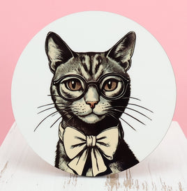 TwoAcreTees.com Francine The Brown Cat Round Coaster