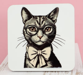 TwoAcreTees.com Francine The Brown Cat Square Coaster