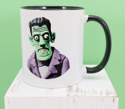 TwoAcreTees.com Frankenstein's Monster Black Handle Mug