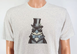 TwoAcreTees.com Franklin The Dashing Penguin Light Granite T-Shirt