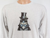 TwoAcreTees.com Franklin The Dashing Penguin Ash Gray Long Sleeve Shirt