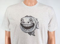 TwoAcreTees.com Freddy The Toothy Fish Light Granite T-Shirt