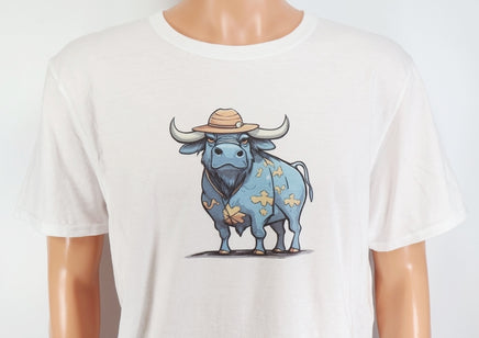 TwoAcreTees.com Gabe The Big Blue Ox Crisp White T-Shirt