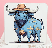 Gabe The Big Blue Ox Square Coaster