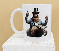 Garth The Sasquatch On A Moose White Mug