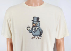 TwoAcreTees.com Gilbert The Coffee Drinking Bird Vanilla Cream T-Shirt