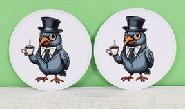 TwoAcreTees.com Gilbert The Coffee Drinking Bird Sticker Pair