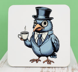 TwoAcreTees.com Gilbert The Coffee Drinking Bird Square Coaster
