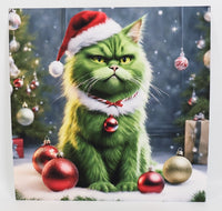 The Grumpy Grinch Cat Textured Print