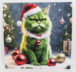 The Grumpy Grinch Cat Textured Print