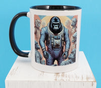 Gunther The Astronaut Gorilla Black Handle Mug