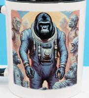 Gunther The Astronaut Gorilla Black Handle Mug