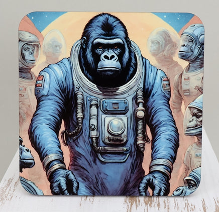 TwoAcreTees.com Gunther The Astronaut Gorilla Square Coaster