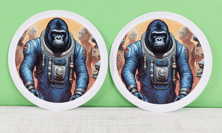 TwoAcreTees.com Gunther The Astronaut Gorilla Sticker Pair